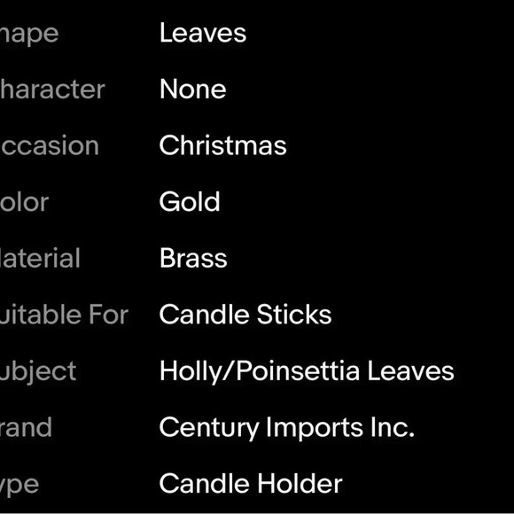 BRASS Holly / Poinsettia Leaf Candlestick Holder w/Ring Shape Handle NIB - Picture 5 of 6